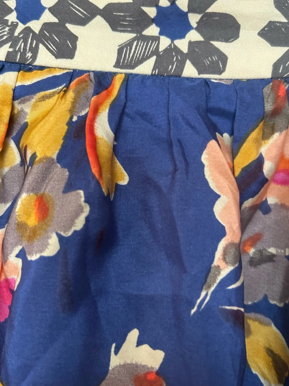 Anthro Esme&Esyllte 100% Silk Floral A-Line Skirt with Multicolor Blooms